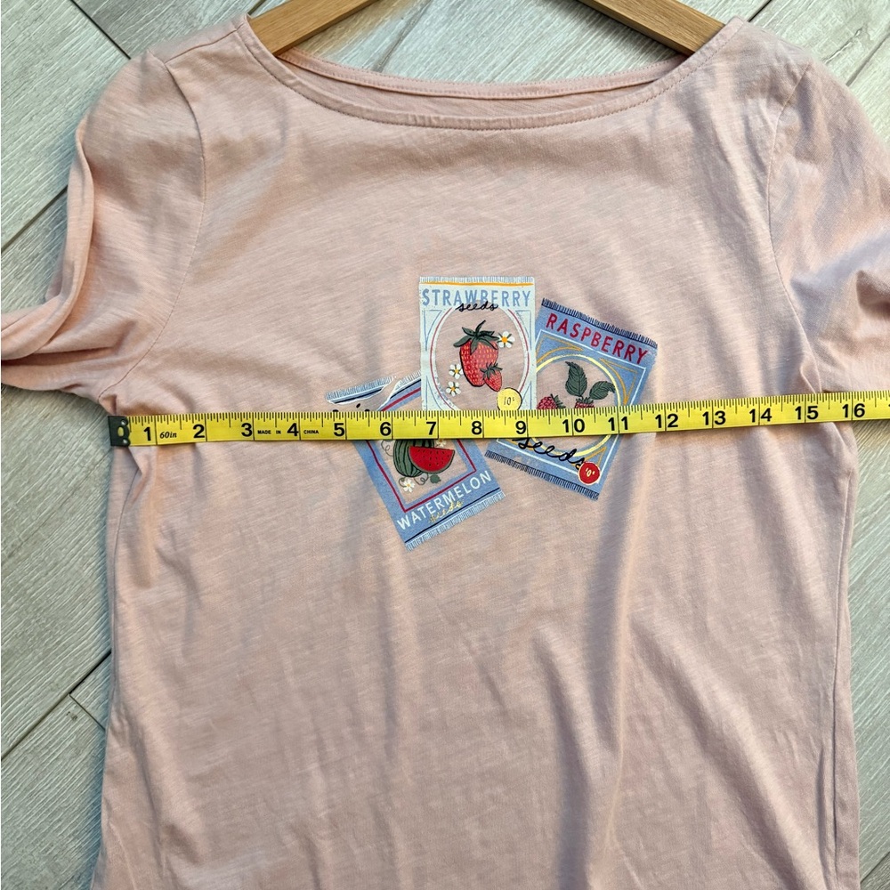 LOFT Pink 3/4 Sleeve Tee with Seeds Graphics - Picture 3 of 4